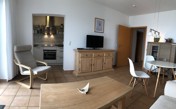 Ferienwohnung in Pepelow - Am Salzhaff - Wohnzimmer mit K&uuml;che