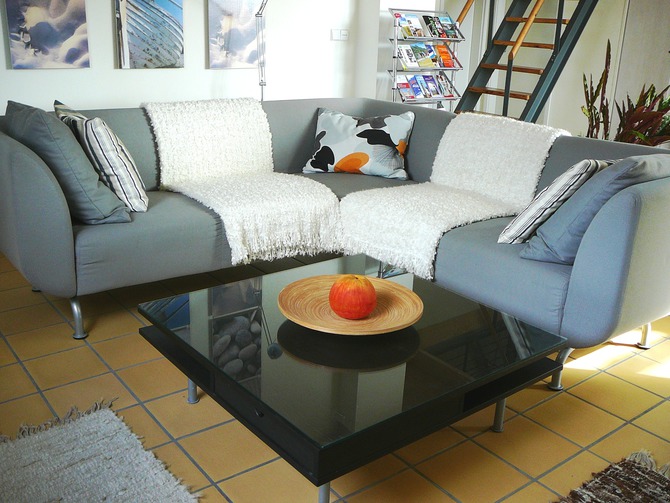 Ferienwohnung in Wieck a. Dar&szlig; - Aalreuse 2 - Sitzecke mit Treppe zur Galerie